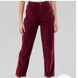 Hollister Ultra High-Rise Maroon Corduroy Mom Pants Size 5/W27